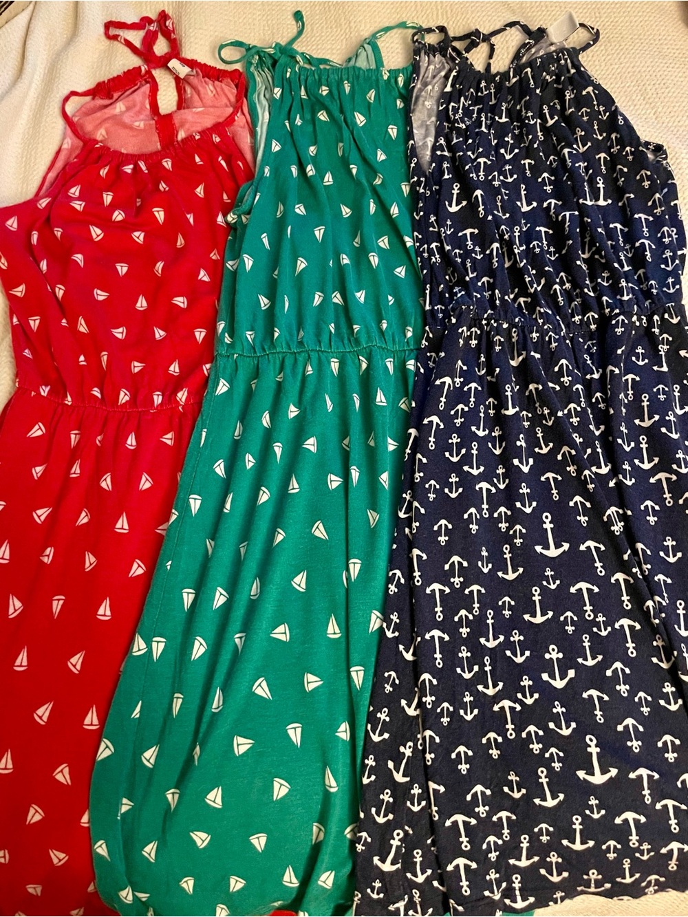 Old Navy Red, Green & Navy Nautical Print Mini Sundresses